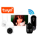 Комплект беспроводной WiFi видеодомофон SkyNet 1100-Tuya (1+1+1) домофон, панель и 2 камеры