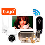 Комплект беспроводной Wi-Fi домофон SkyNet 1100-Tuya (1+1+AX042) домофон, панель, камера и замок